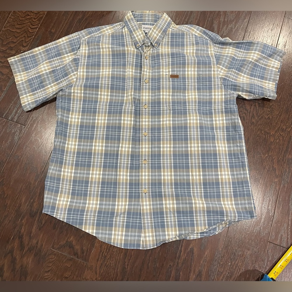 Carhartt Plaid Blue Short Sleeve Button Up men Size XL